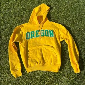 Champion Oregon Logo Yellow Hoodie Sweatshirt